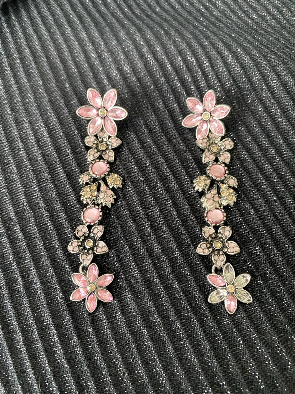 Pink Floral Drop Earrings for Women — Floral Cascade